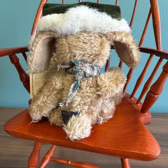 Vtg Boyds Bear Indy Christmas Bear Tags Retired 90s Jointed Brown Green Hat Scar - Picture 3 of 9